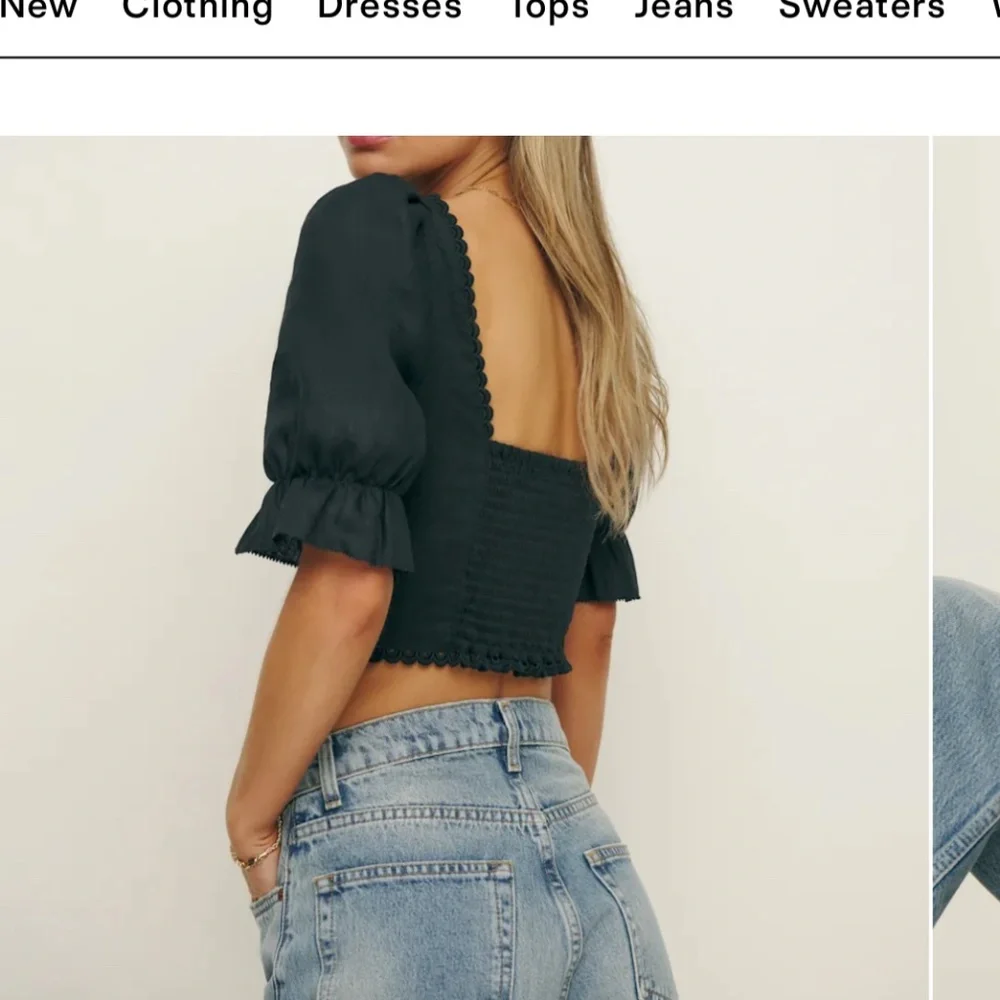 Reformation Black Puff-Sleeve Corset Top - Picture 4 of 5